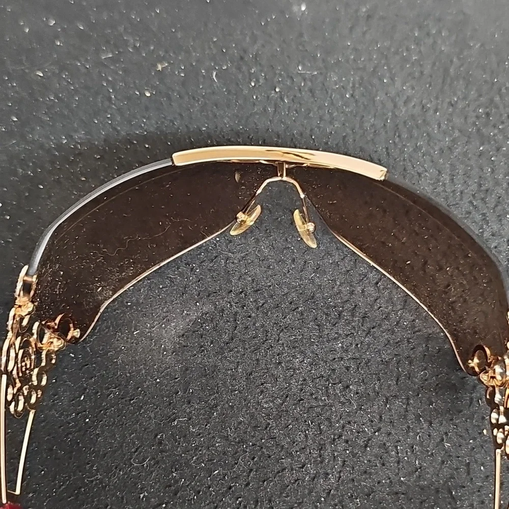 Chopard Brown Gradient Shield Sunglasses with Gold Accents